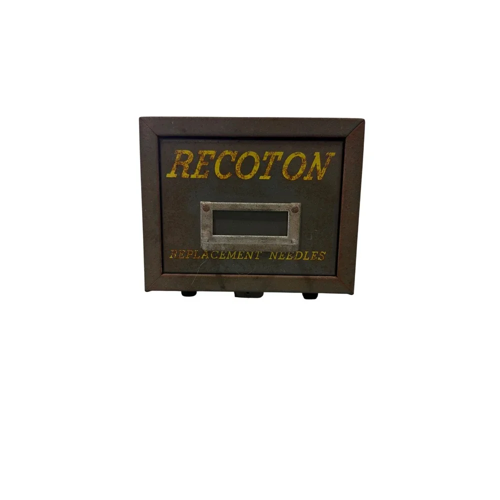 Vintage Recoton Metal Storage Drawer Phonograph Needle Cabinet Industrial Rust